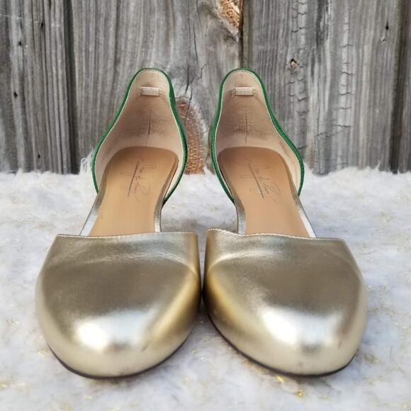 Green & Gold Heels Patent Metallic Leather Pumps TwoTone Shoes Prey Size EU 38.5 - Picture 3 of 11
